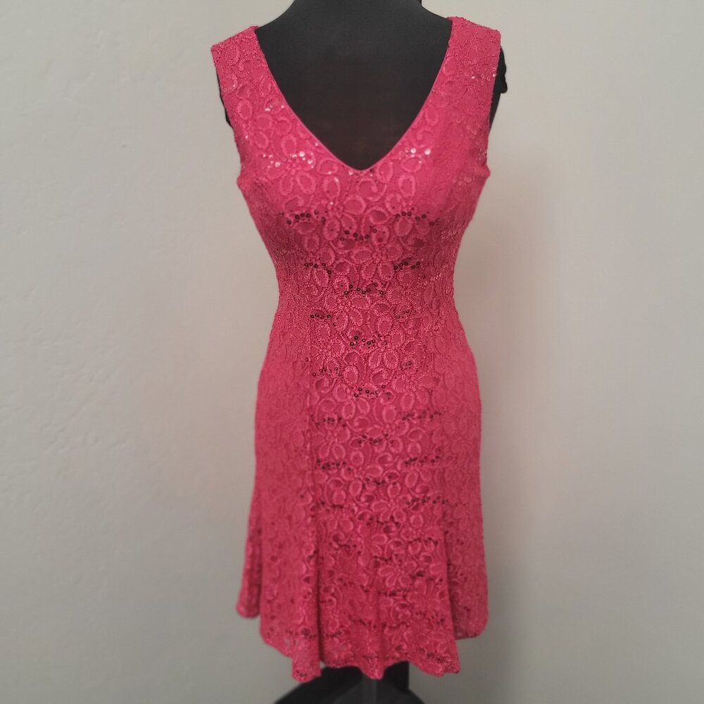 Fuchsia Lace Fit and Flare Dress